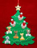 Grandparents Christmas Tree Ornament 3 Grandchildren with 5 Dogs, Cats, Pets Custom Add-ons Personalized by RussellRhodes.com