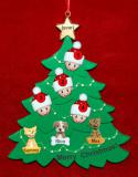 Family Christmas Tree Ornament for 4 with 3 Dogs, Cats, Pets Custom Add-ons Personalized by RussellRhodes.com