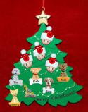 Family Christmas Tree Ornament for 4 with 6 Dogs, Cats, Pets Custom Add-ons Personalized by RussellRhodes.com