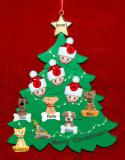 Grandparents Christmas Tree Ornament with 4 Grandkids and 6 Dogs, Cats, Pets Custom Add-ons Personalized by RussellRhodes.com