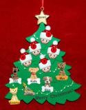 Family Christmas Tree Ornament for 5 with 6 Dogs, Cats, Pets Custom Add-ons Personalized by RussellRhodes.com