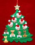 Family Christmas Tree Ornament for 6 with 5 Dogs, Cats, Pets Custom Add-ons Personalized by RussellRhodes.com