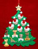 Family Christmas Tree Ornament for 6 with 6 Dogs, Cats, Pets Custom Add-ons Personalized by RussellRhodes.com