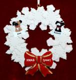 Dogs, Cats, or Other Pets Christmas Ornament Holiday Wreath with Red Bow (2) Personalized by RussellRhodes.com