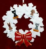 Dogs, Cats, or Other Pets Christmas Ornament Holiday Wreath with Red Bow (4) Personalized by RussellRhodes.com