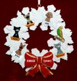 Dogs, Cats, or Other Pets Christmas Ornament Holiday Wreath with Red Bow (6) Personalized by RussellRhodes.com
