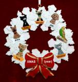Dogs, Cats, or Other Pets Christmas Ornament Holiday Wreath with Red Bow (7) Personalized by RussellRhodes.com