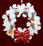 African American Grandparents Christmas Ornament Celebration Wreath Red Bow 2 Grandkids 4 Dogs, Cats, Pets Custom Add-ons Personalized by RussellRhodes.com