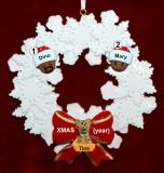 African American Black Couple Christmas Ornament Celebration Wreath Red Bow 1 Dog, Cat, or Other Pet Personalized by RussellRhodes.com