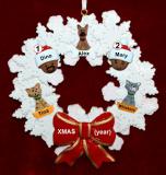 African American Black Couple Christmas Ornament Celebration Wreath Red Bow 3 Dogs, Cats, Pets Custom Add-ons Personalized by RussellRhodes.com
