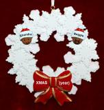 African American Grandparents Christmas Ornament Celebration Wreath Red Bow 2 Grandkids Personalized by RussellRhodes.com