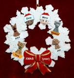 Grandparents Christmas Ornament Celebration Wreath Red Bow 2 Mixed Race Grandkids 4 Dogs, Cats, Pets Custom Add-ons Personalized by RussellRhodes.com