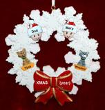 Single Dad Christmas Ornament 1 Child Celebration Wreath Red Bow 2 Dogs, Cats, Pets Custom Add-ons Personalized by RussellRhodes.com
