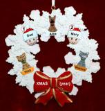 Single Dad Christmas Ornament 1 Child Celebration Wreath Red Bow 3 Dogs, Cats, Pets Custom Add-ons Personalized by RussellRhodes.com