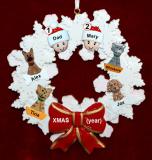 Single Dad Christmas Ornament 1 Child Celebration Wreath Red Bow 4 Dogs, Cats, Pets Custom Add-ons Personalized by RussellRhodes.com