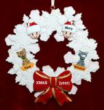 Single Mom Christmas Ornament 1 Child Celebration Wreath Red Bow 2 Dogs, Cats, Pets Custom Add-ons Personalized by RussellRhodes.com