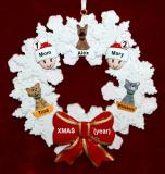 Single Mom Christmas Ornament 1 Child Celebration Wreath Red Bow 3 Dogs, Cats, Pets Custom Add-ons Personalized by RussellRhodes.com