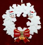 Lesbian Couple Christmas Ornament Celebration Wreath Red Bow 1 Dog, Cat, or Other Pet Personalized by RussellRhodes.com