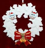 Gay Couple Christmas Ornament Celebration Wreath Red Bow 1 Dog, Cat, or Other Pet Personalized by RussellRhodes.com