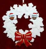 Mixed Race Couple Christmas Ornament Celebration Wreath Red Bow Personalized by RussellRhodes.com