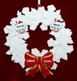 Gay Couple Christmas Ornament Celebration Wreath Red Bow Personalized by RussellRhodes.com