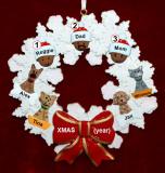 African American Black Family Christmas Ornament for 3 Celebration Wreath Red Bow 4 Dogs, Cats, Pets Custom Add-ons Personalized by RussellRhodes.com
