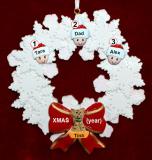 Single Dad Christmas Ornament 2 Kids Celebration Wreath Red Bow 1 Dog, Cat, or Other Pet Personalized by RussellRhodes.com