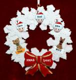 Single Dad Christmas Ornament 2 Kids Celebration Wreath Red Bow 2 Dogs, Cats, Pets Custom Add-ons Personalized by RussellRhodes.com
