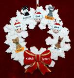 Single Dad Christmas Ornament 2 Kids Celebration Wreath Red Bow 4 Dogs, Cats, Pets Custom Add-ons Personalized by RussellRhodes.com
