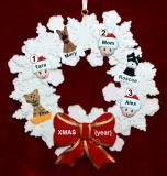 Single Mom Christmas Ornament 2 Kids Celebration Wreath Red Bow 3 Dogs, Cats, Pets Custom Add-ons Personalized by RussellRhodes.com