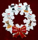 Lesbian Couple Christmas Ornament 1 Child Celebration Wreath Red Bow 4 Dogs, Cats, Pets Custom Add-ons Personalized by RussellRhodes.com