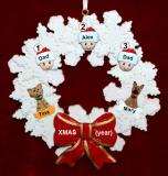 Gay Couple Christmas Ornament 1 Child Celebration Wreath Red Bow 2 Dogs, Cats, Pets Custom Add-ons Personalized by RussellRhodes.com