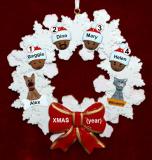 African American Grandparents Christmas Ornament 4 Grandkids Celebration Wreath Red Bow 2 Dogs, Cats, Pets Custom Add-ons Personalized by RussellRhodes.com