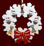 African American Grandparents Christmas Ornament 4 Grandkids Celebration Wreath Red Bow 3 Dogs, Cats, Pets Custom Add-ons Personalized by RussellRhodes.com