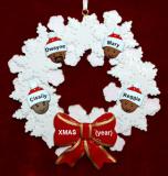 African American Grandparents Christmas Ornament Celebration Wreath Red Bow 4 Grandkids Personalized by RussellRhodes.com