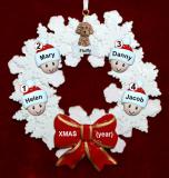 Grandparents Christmas Ornament 4 Grandkids Celebration Wreath Red Bow 1 Dog, Cat, or Other Pet Personalized by RussellRhodes.com