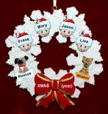 Grandparents Christmas Ornament 4 Grandkids Celebration Wreath Red Bow 2 Dogs, Cats, Pets Custom Add-ons Personalized by RussellRhodes.com