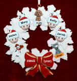 Grandparents Christmas Ornament 4 Grandkids Celebration Wreath Red Bow 3 Dogs, Cats, Pets Custom Add-ons Personalized by RussellRhodes.com