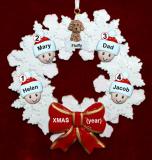Single Dad Christmas Ornament 3 Kids Celebration Wreath Red Bow 1 Dog, Cat, or Other Pet Personalized by RussellRhodes.com