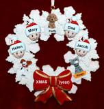 Single Dad Christmas Ornament 3 Kids Celebration Wreath Red Bow 3 Dogs, Cats, Pets Custom Add-ons Personalized by RussellRhodes.com