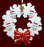 Single Mom Christmas Ornament 3 Kids Celebration Wreath Red Bow 1 Dog, Cat, or Other Pet Personalized by RussellRhodes.com