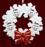 Single Mom Christmas Ornament 3 Kids Celebration Wreath Red Bow Personalized by RussellRhodes.com