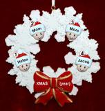 Lesbian Family Christmas Ornament 2 Children Celebration Wreath Red Bow Personalized by RussellRhodes.com