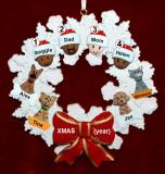 Mixed Race Family  Christmas Ornament for 4 Celebration Wreath Red Bow 4 Dogs, Cats, Pets Custom Add-ons Personalized by RussellRhodes.com