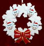 Gay Family Christmas Ornament 2 Children Celebration Wreath Red Bow Personalized by RussellRhodes.com
