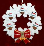 African American Grandparents Christmas Ornament 5 Grandkids Celebration Wreath Red Ornament Personalized by RussellRhodes.com