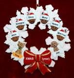 African American Grandparents Christmas Ornament 6 Grandkids Celebration Wreath Red Bow Personalized by RussellRhodes.com