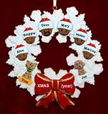 Grandparents Christmas Ornament 6 Grandkids Celebration Wreath Red Bow Personalized by RussellRhodes.com