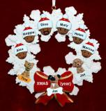 Grandparents Christmas Ornament 6 Grandkids Celebration Wreath Red Bow Personalized by RussellRhodes.com