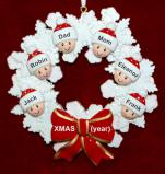 Family Christmas Ornament Celebration Wreath Red Bow for 6 Personalized by RussellRhodes.com